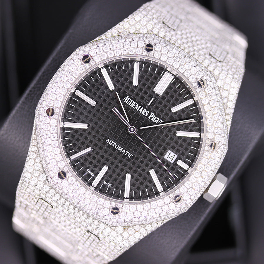 Audemars Piguet Royal Oak 41mm 15400ST Black Dial Custom Diamond Setting Pre-Owned
