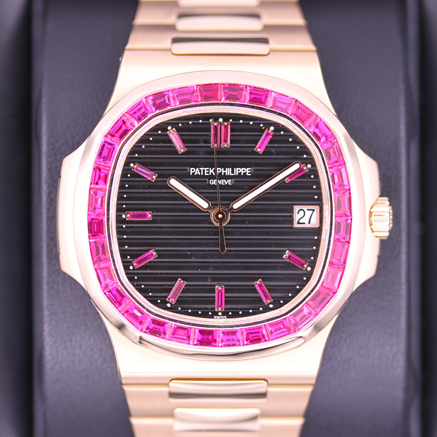 Patek Philippe Nautilus 40mm 5711/1R Custom Ruby Setting Brown Dial Pre-Owned