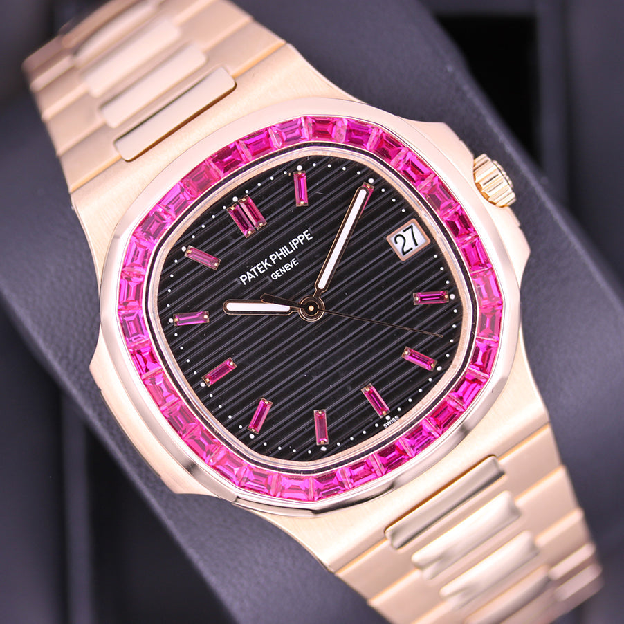 Patek Philippe Nautilus 40mm 5711/1R Custom Ruby Setting Brown Dial Pre-Owned
