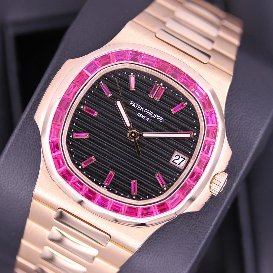 Patek Philippe Nautilus 40mm 5711/1R Custom Ruby Setting Brown Dial Pre-Owned