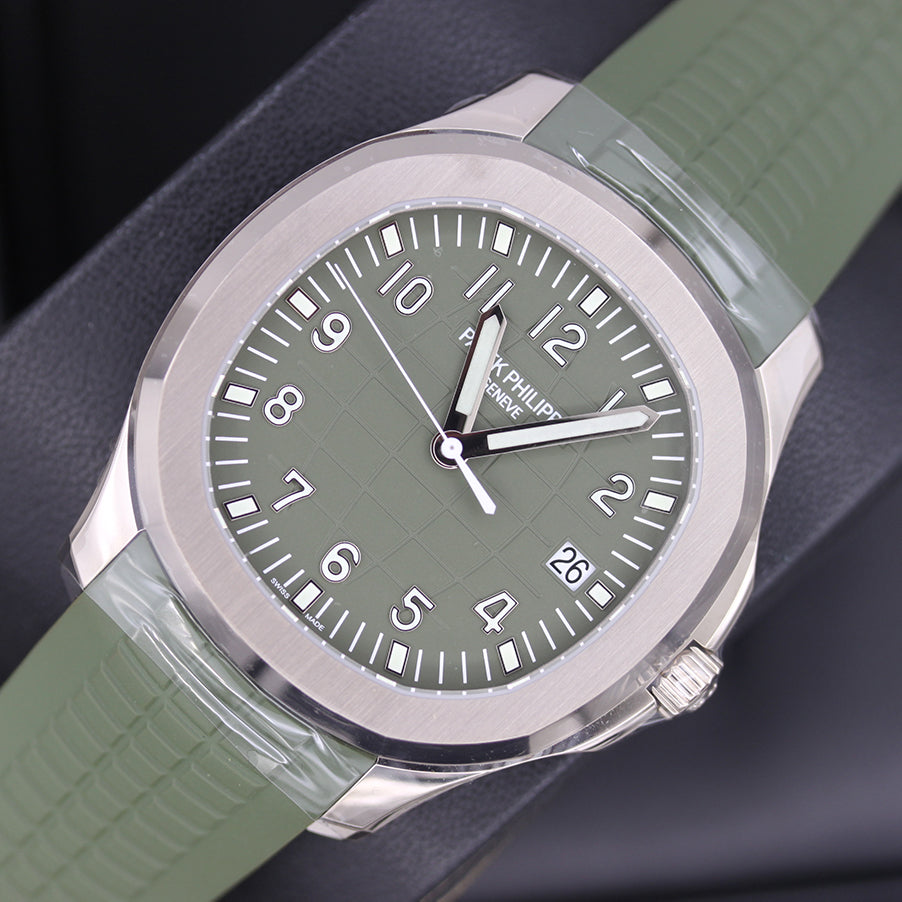 Patek Philippe Aquanaut White Gold 42mm 5168G Khaki Green Dial Pre-Owned