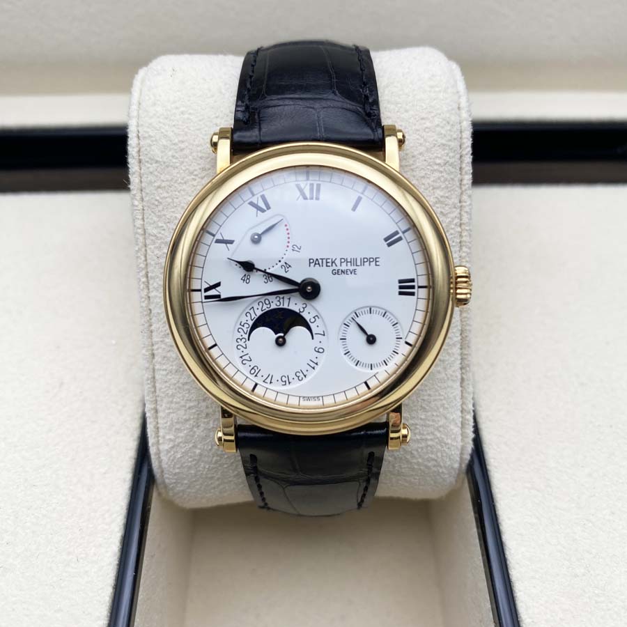 Patek Philippe Complications 18k Yellow Gold Power Reserve Moon White Dal 5054J-001 Pre-Owned