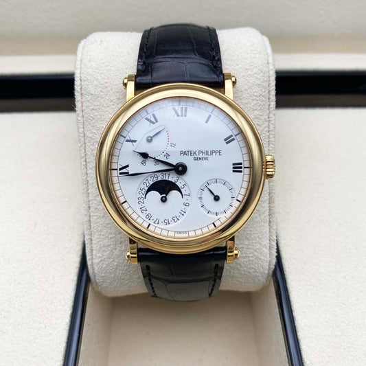 Patek Philippe Complications 18k Yellow Gold Power Reserve Moon White Dal 5054J-001 Pre-Owned