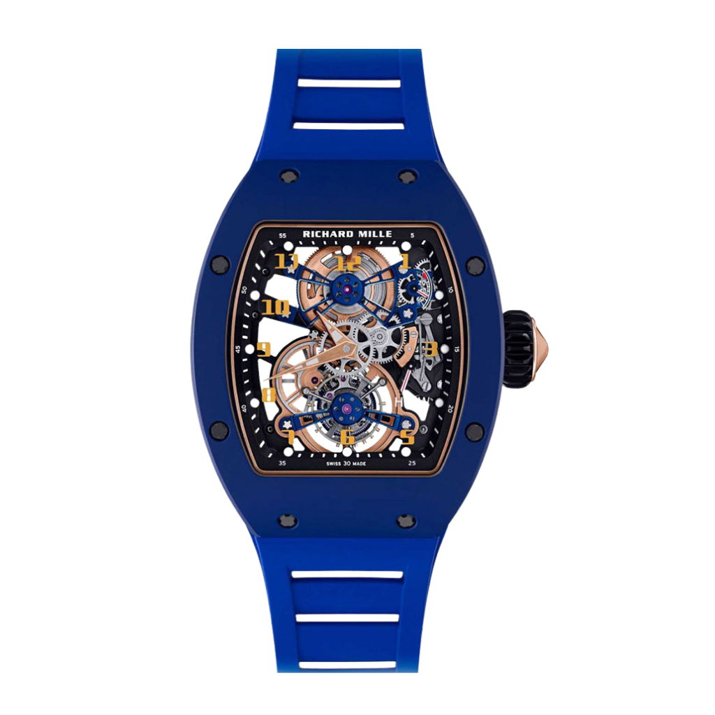 Richard Mille RM17-02 Blue Ceramic Tourbillon 48.15 mm x 40.10 mm Transparent Dial Ceramic Rubber Strap