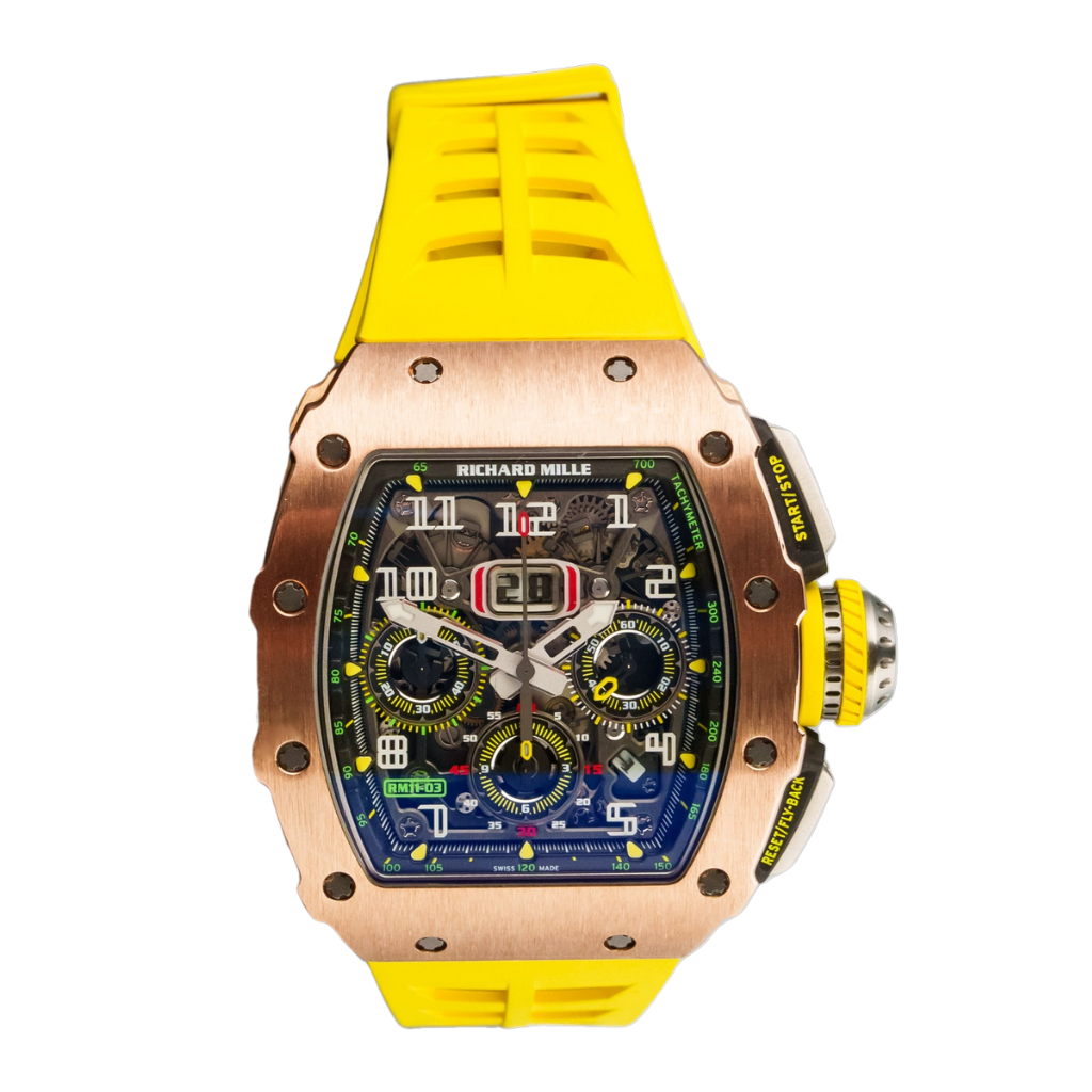 Richard Mille RM11-03 Rose Gold 50 mm x 44 mm Transparent Dial 18k Rose Gold Rubber Strap