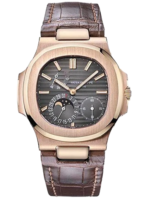 Patek Philippe Nautilus Moon Phases Rose Gold Black Brown Dial 5712R-001