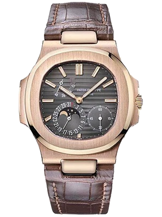 Patek Philippe Nautilus Moon Phases Rose Gold Black Brown Dial 5712R-001