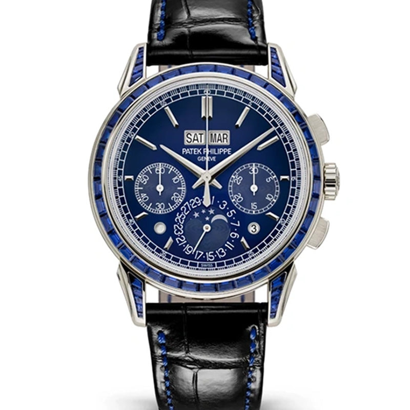 Patek Philippe Grand Complications 5271/11P-010 Perpetual Calendar Chronograph Platinum Baguette Sapphires