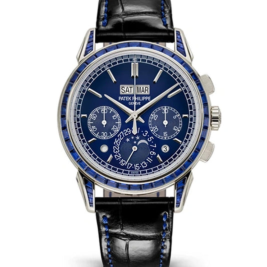 Patek Philippe Grand Complications 5271/11P-010 Perpetual Calendar Chronograph Platinum Baguette Sapphires