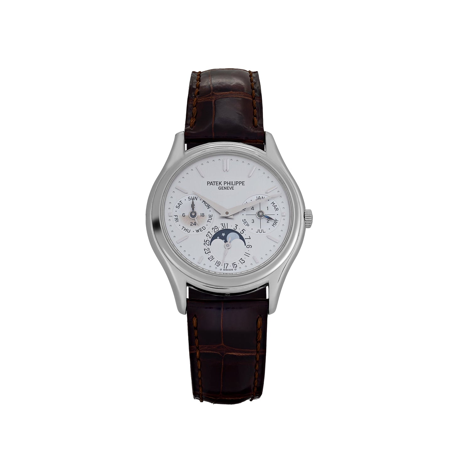 Patek Philippe Calatrava 3940G-011 Perpetual Calendar Moonphase White Gold Opaline Silver Dial