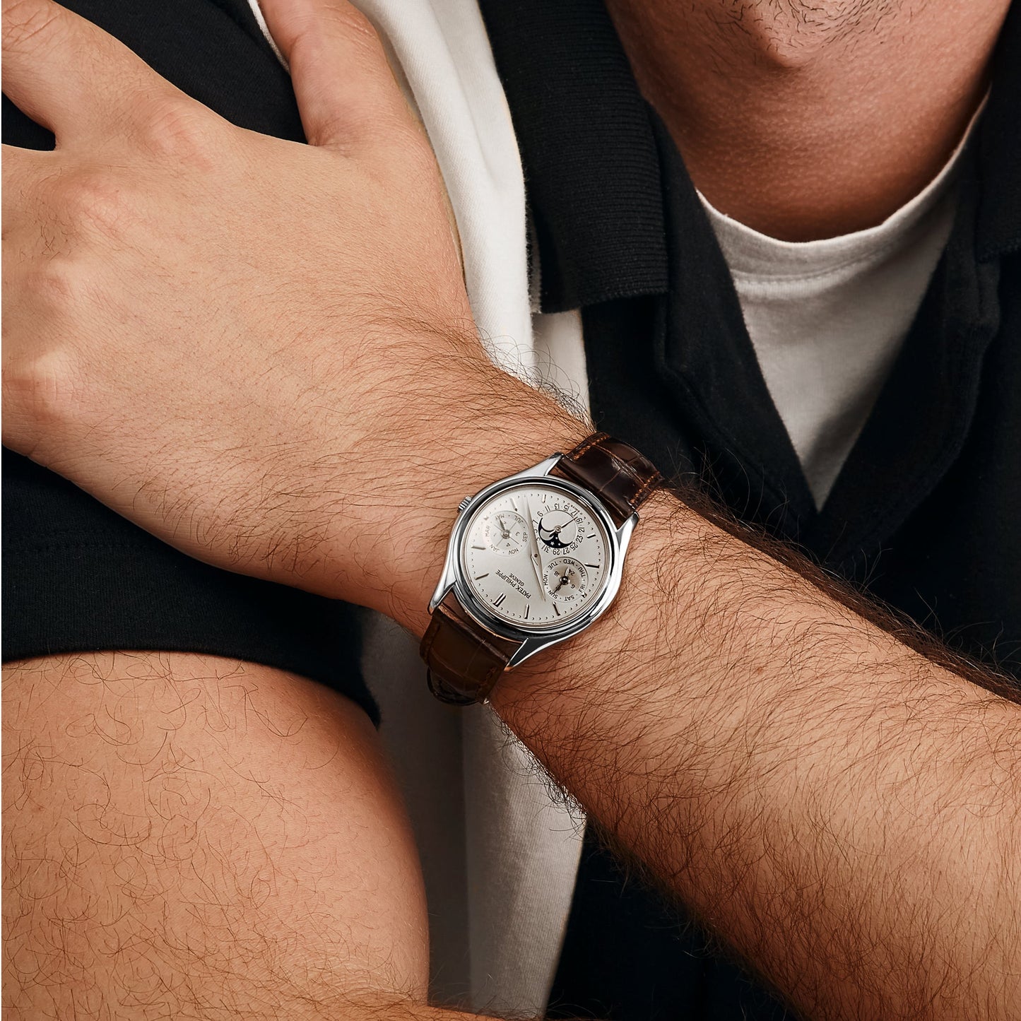 Patek Philippe Calatrava 3940G-011 Perpetual Calendar Moonphase White Gold Opaline Silver Dial