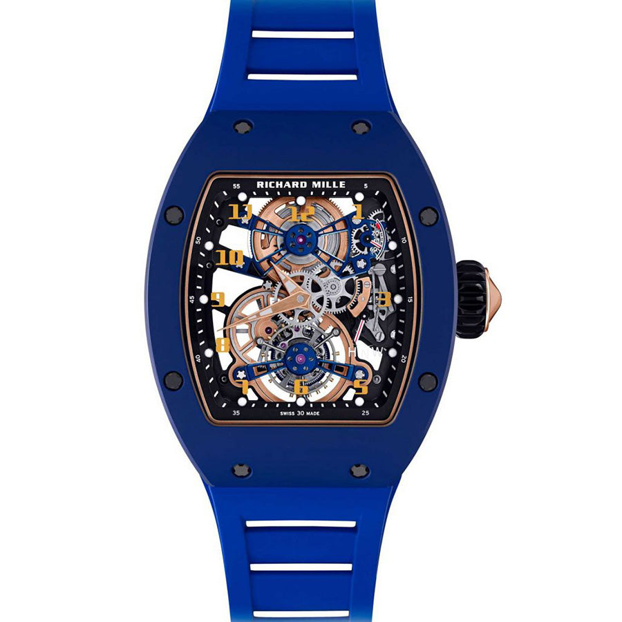 Richard Mille Chronograph RM17-02 Manual Winding Tourbillon TZP Ceramic Blue 48mm Openworked Dial