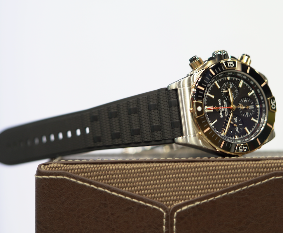Breitling Super Chronomat B01 44 mm Black Dial Stainless Steel & 18K Red Gold Black Rubber Strap UB0136251B1S1