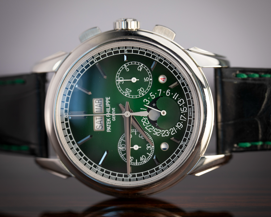 Patek Philippe Grand Complications 41 mm Green Dial Platinum   Leather Strap 5270P-014