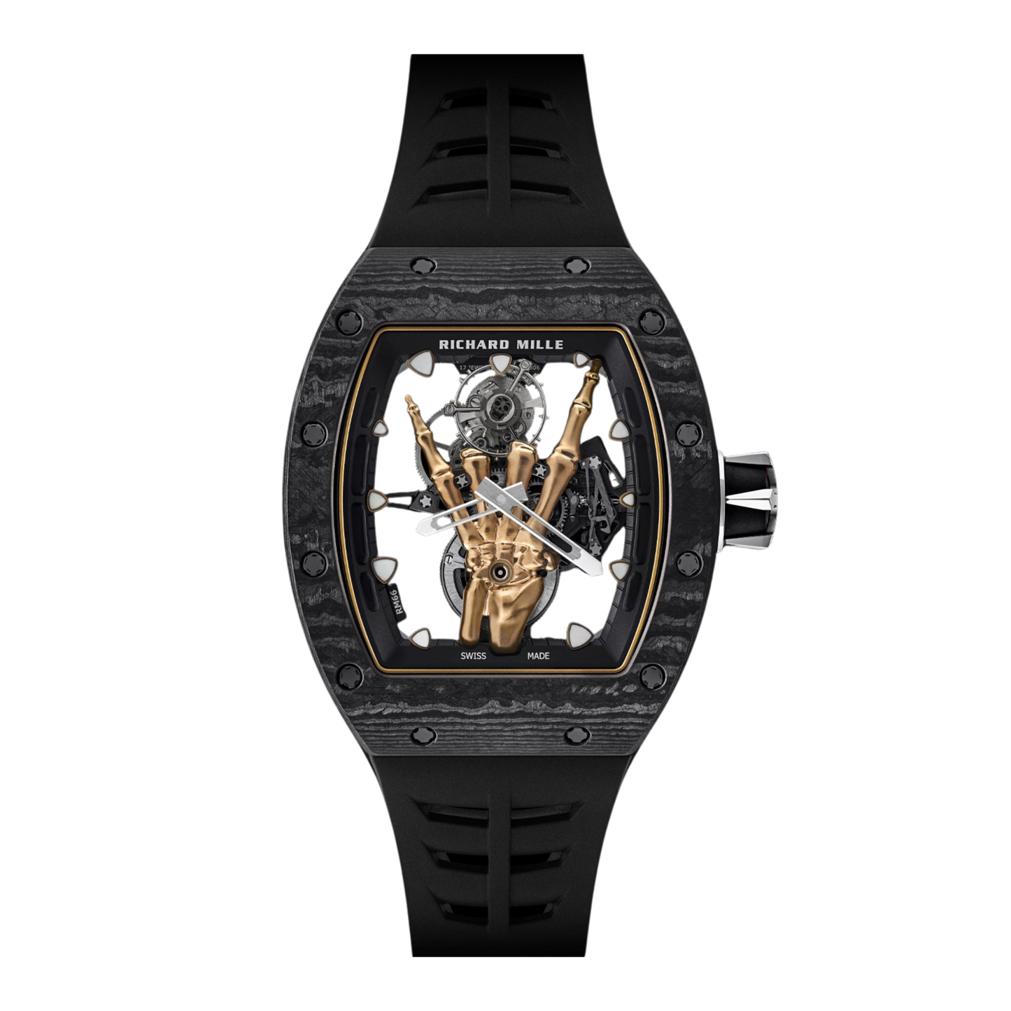 Richard Mille RM66 Manual Winding Flying Tourbillon 42 mm Transparent Dial Titanium & Red Gold Leather Strap