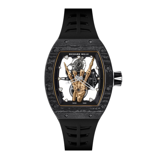 Richard Mille RM66 Manual Winding Flying Tourbillon 42 mm Transparent Dial Titanium & Red Gold Leather Strap