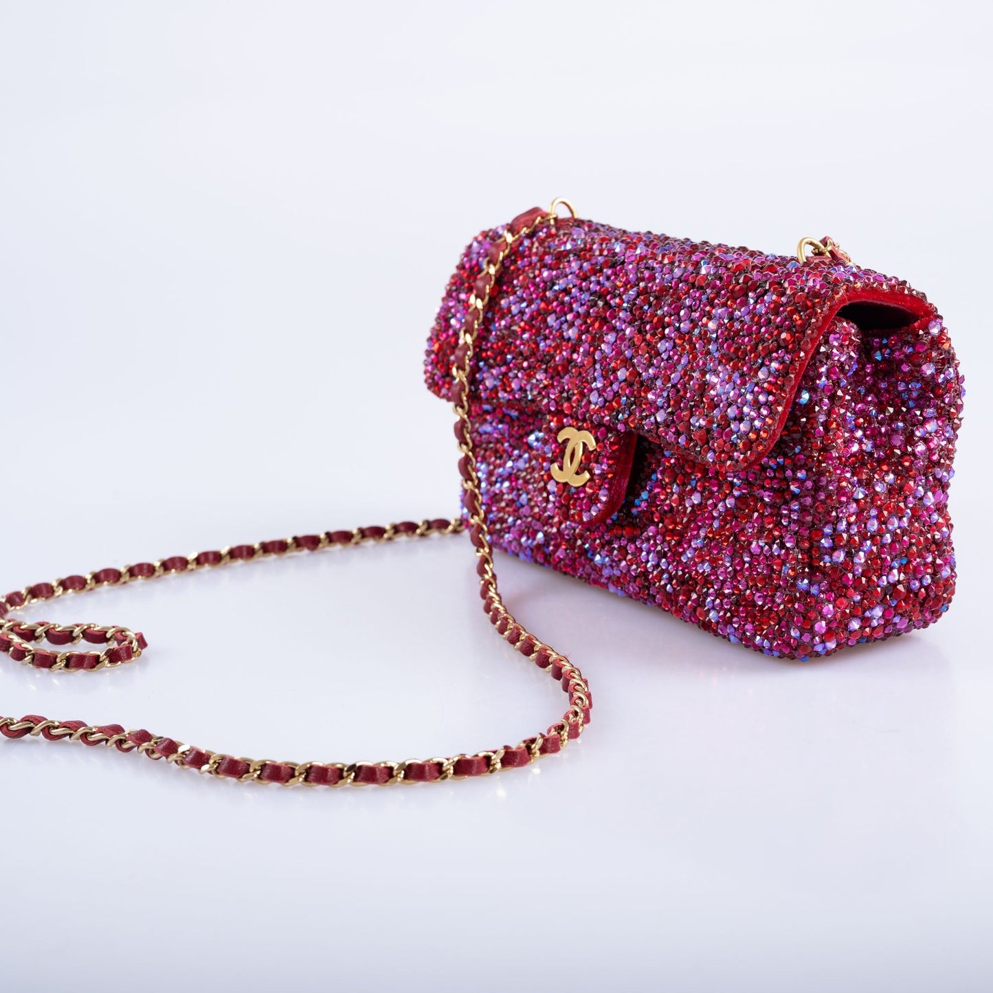 Vintage Chanel Camellia Flap Bag: A Dazzling Masterpiece with Custom Swarovski Crystals