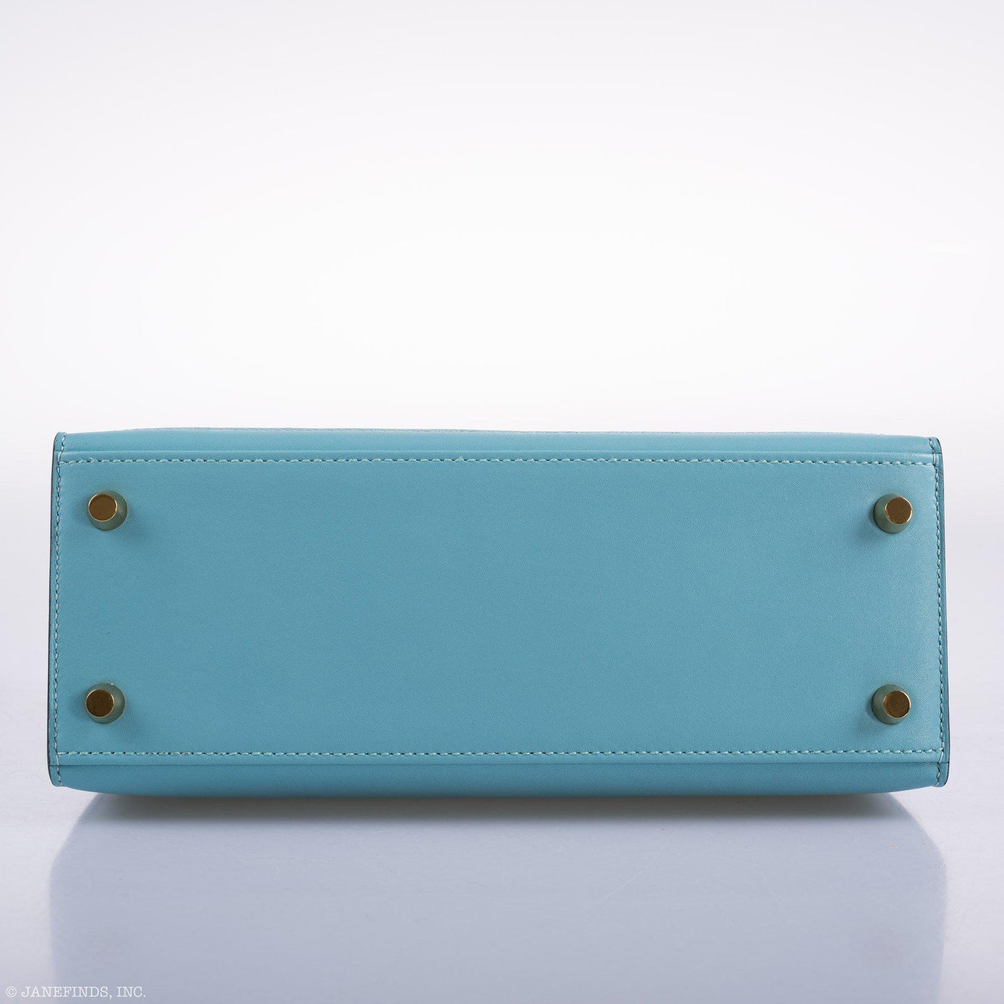 Vintage Hermès Kelly 25 Sellier Blue Atoll Tadelakt with Custom Feather Panel Gold Hardware