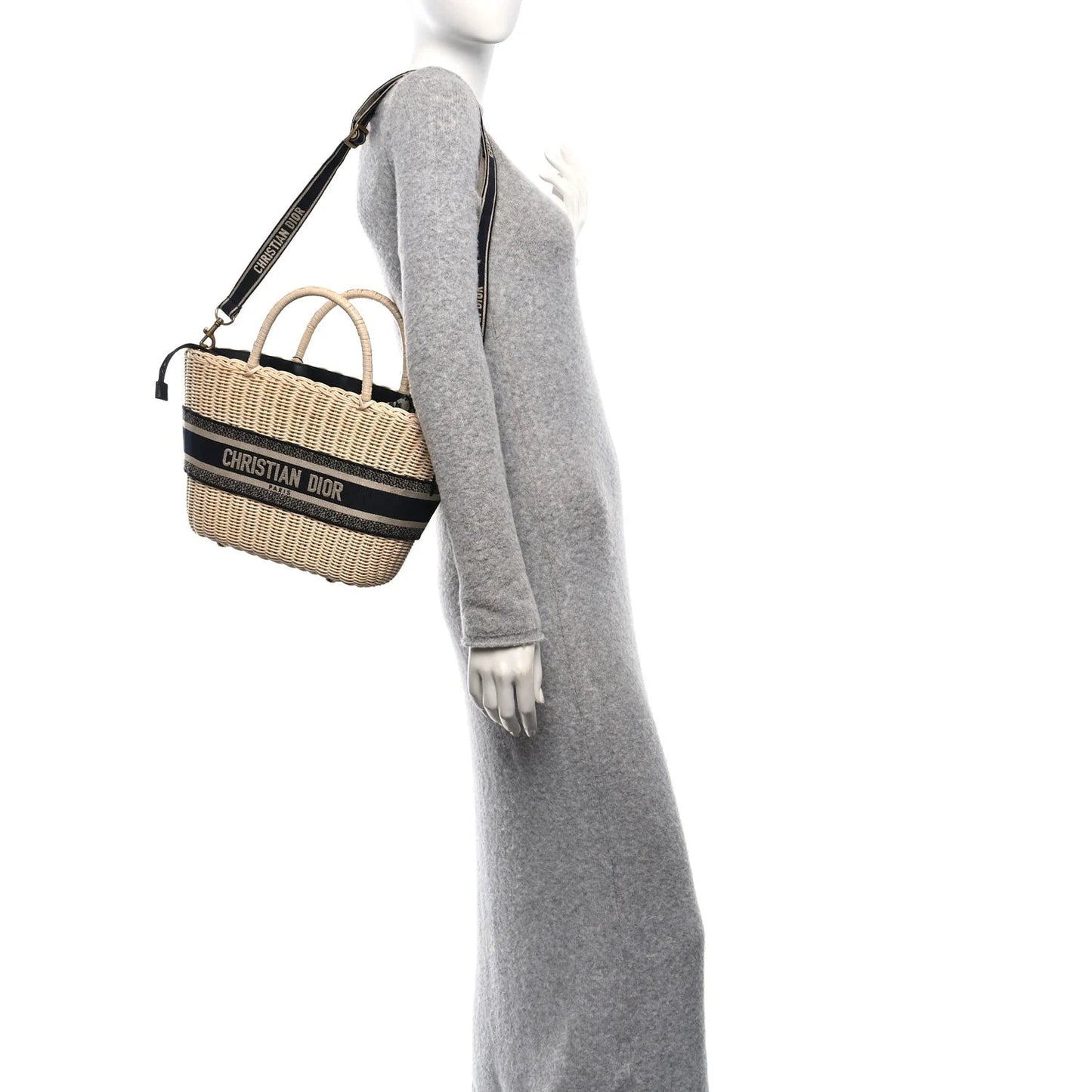 Wicker Oblique Basket Bag Blue