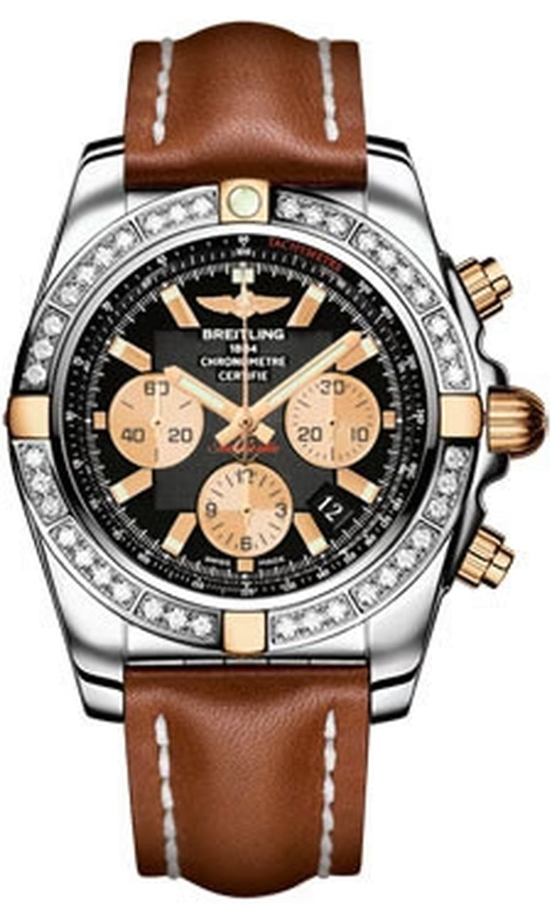 '- Chronomat 44 Two-Tone 40 Diamond Bezel - Leather Strap