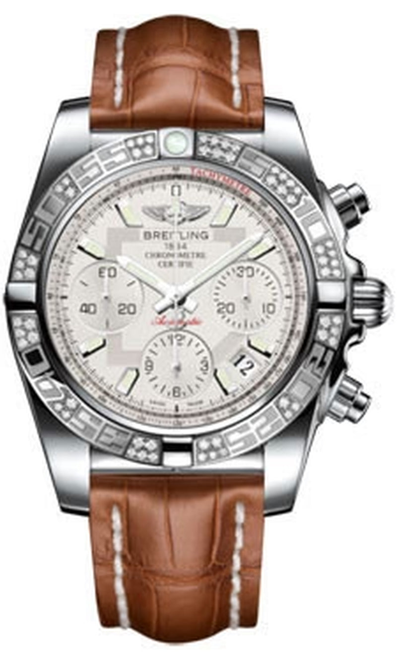 '- Chronomat 41 Steel Diamond Bezel - Croco Strap