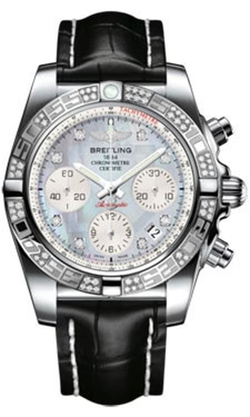 '- Chronomat 41 Steel Diamond Bezel - Croco Strap