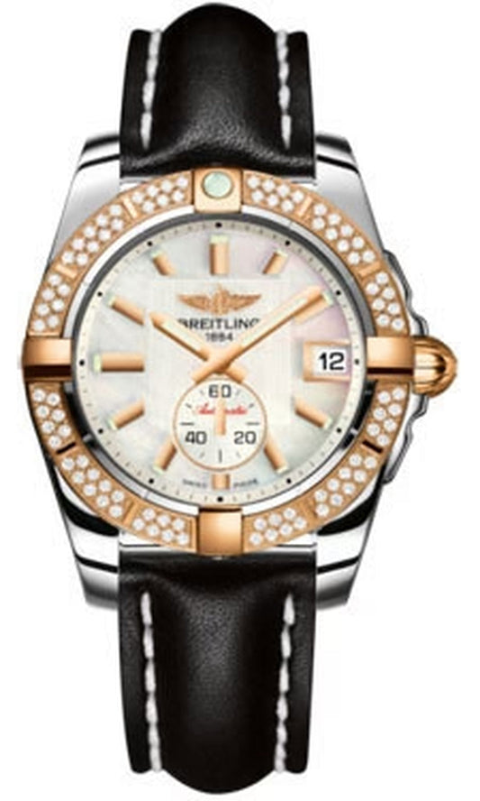 '- Galactic 36 Automantic Steel-Rose Gold - Diamond Bezel - Leather Strap