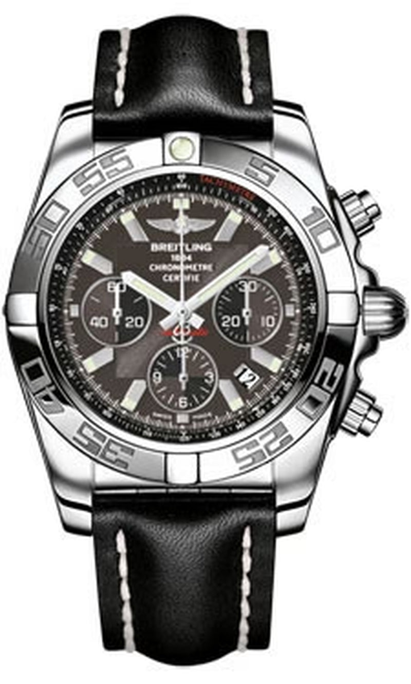 '- Chronomat 44 Steel Polished Bezel - Leather Strap