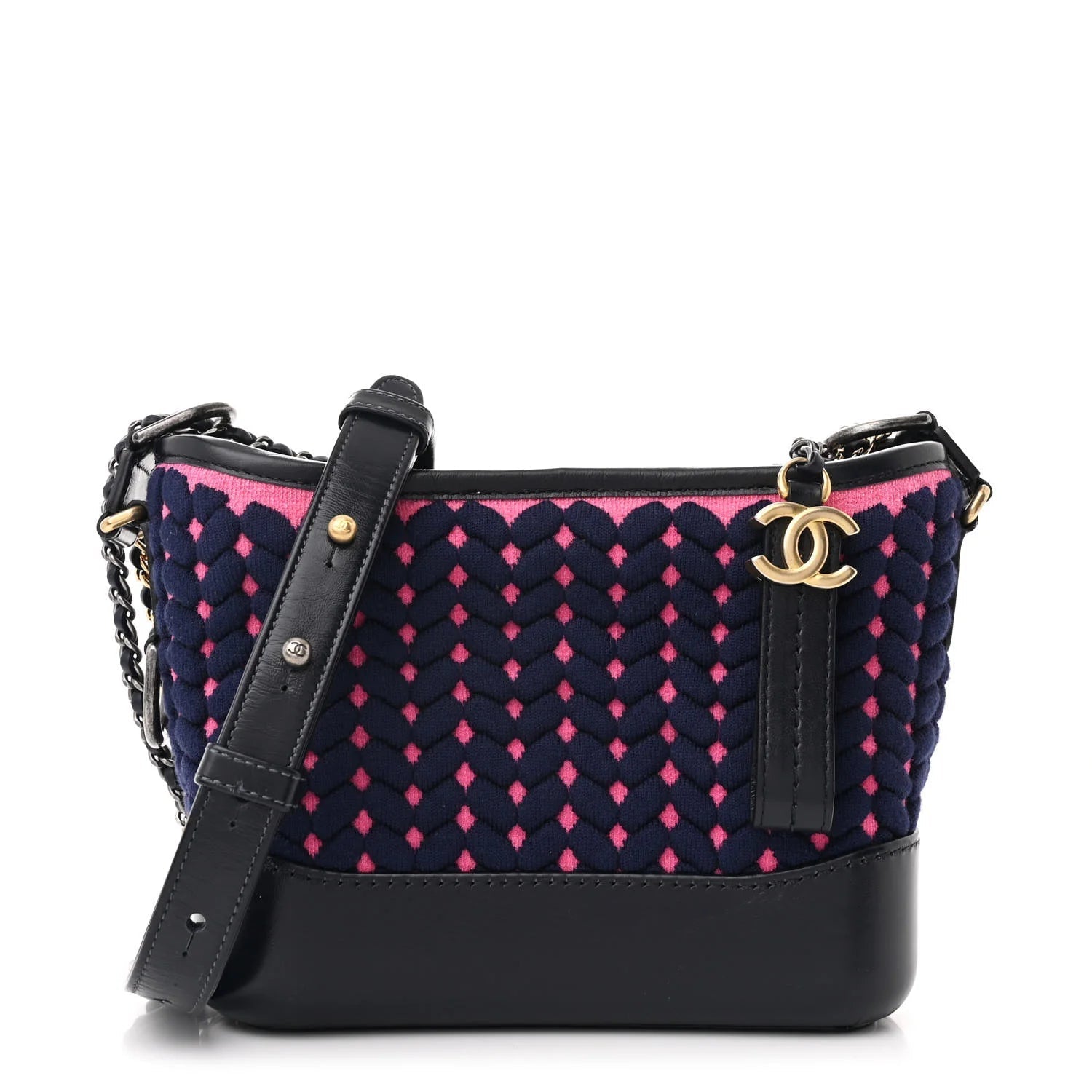 Wool Calfskin Small Gabrielle Hobo Dark Navy