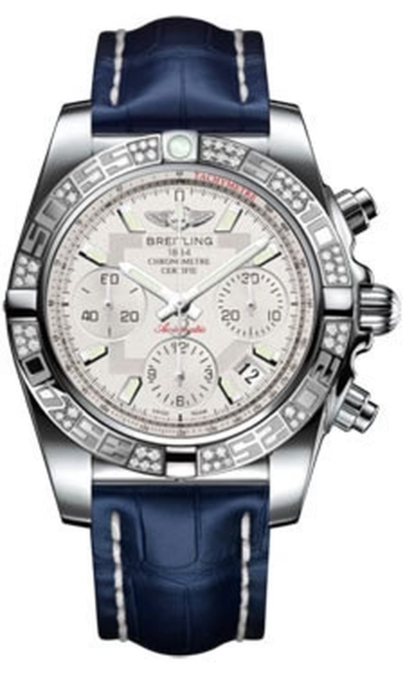 '- Chronomat 41 Steel Diamond Bezel - Croco Strap