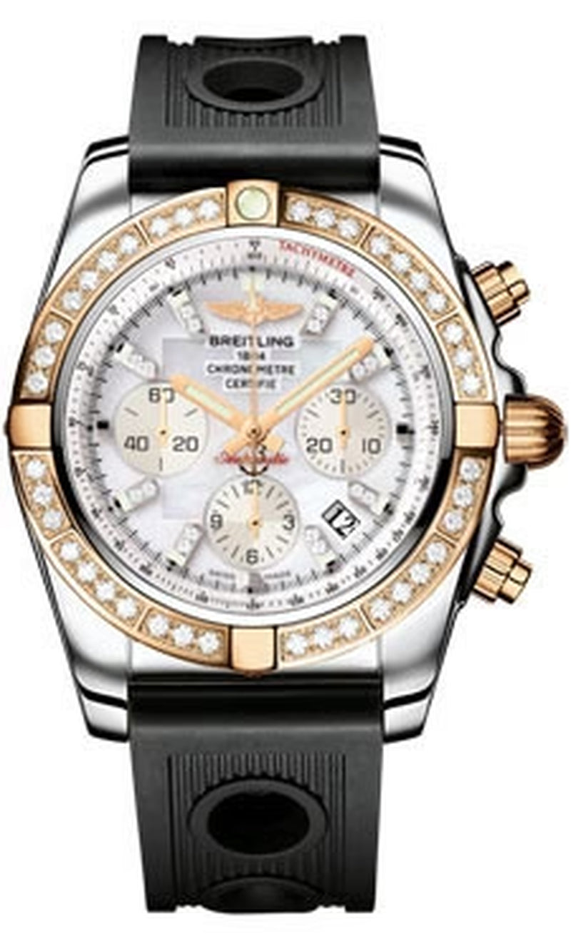 '- Chronomat 44 Steel and Rose Gold 40 Diamond Bezel - Ocean Racer Strap