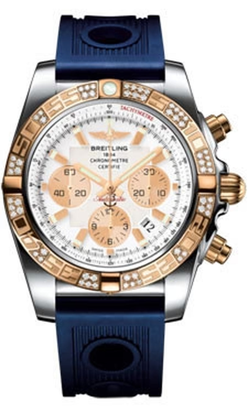 '- Chronomat 44 Steel and Rose Gold 60 Diamond Bezel - Ocean Racer Strap