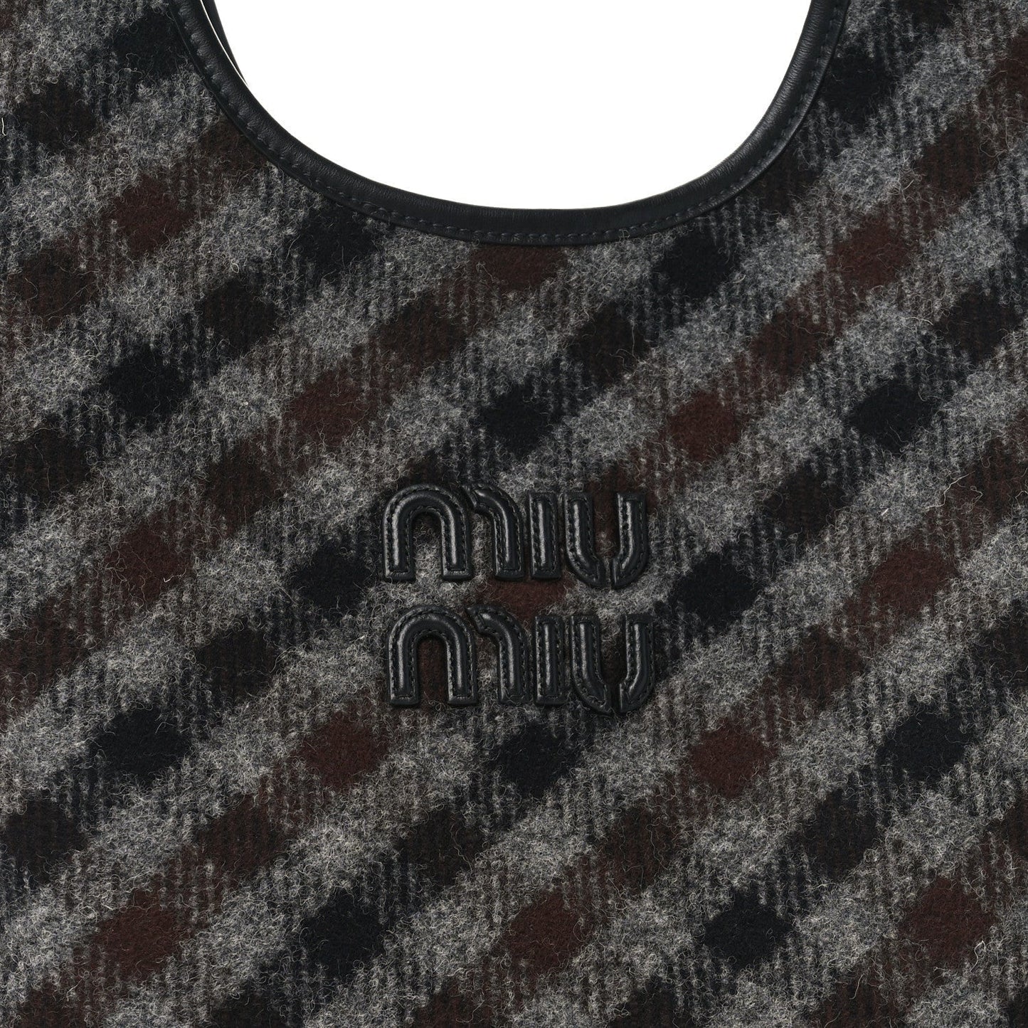 Wool Nappa Plaid Ivy Bag Slate Gray Cocoa Brown