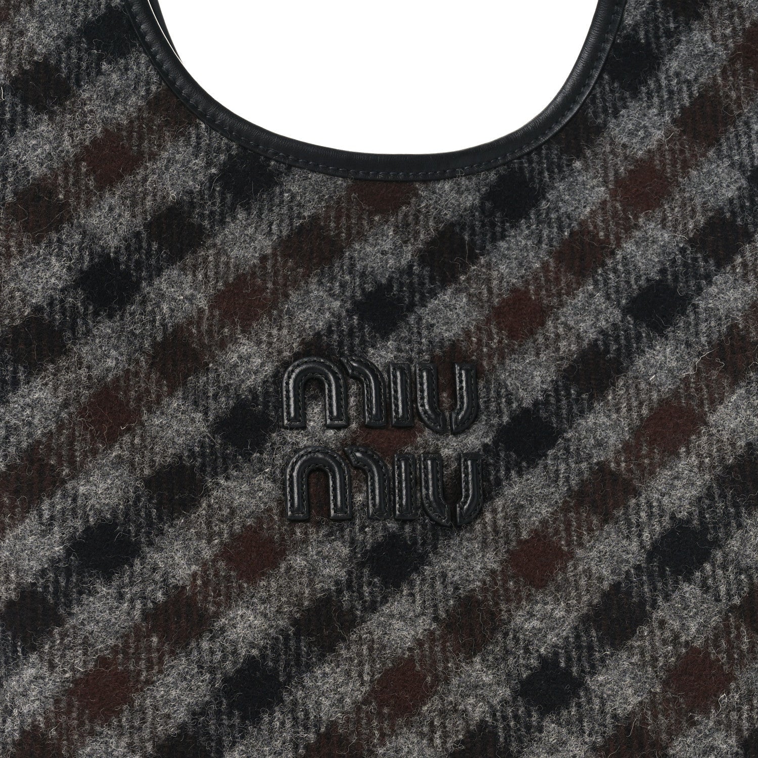 Wool Nappa Plaid Ivy Bag Slate Gray Cocoa Brown