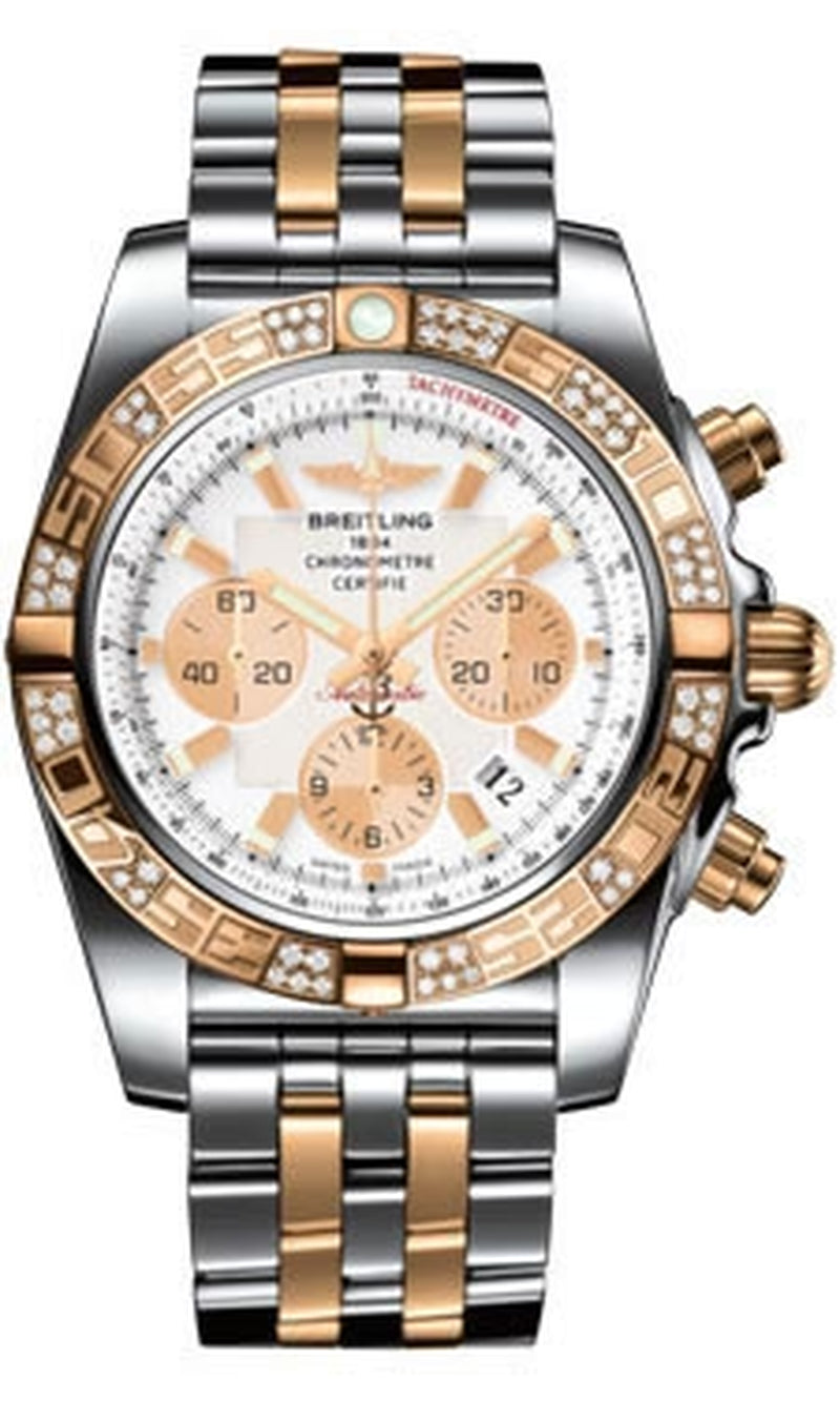 '- Chronomat 44 Steel and Rose Gold 60 Diamond Bezel - Pilot Bracelet - Two-Tone
