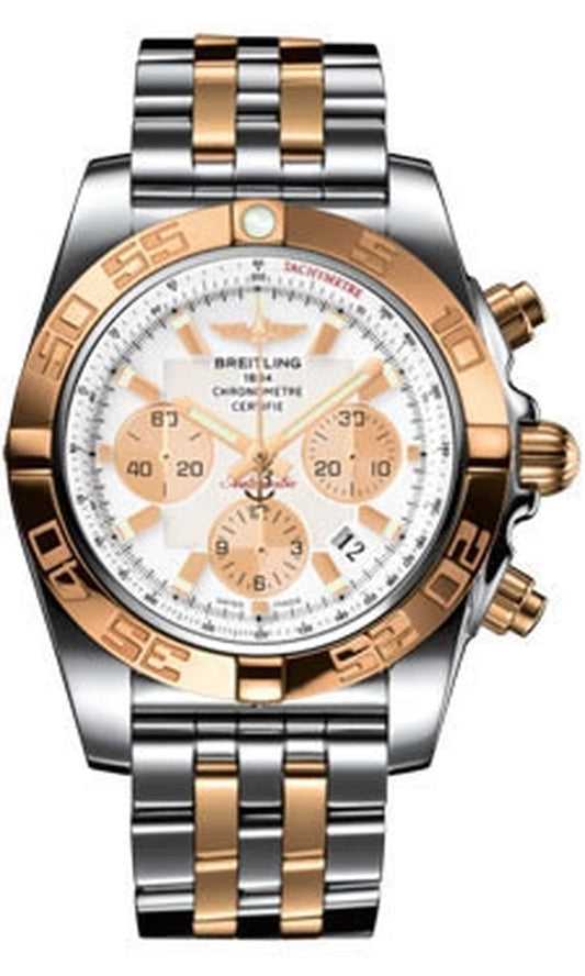 '- Chronomat 44 Steel and Rose Gold Polished Bezel - Pilot Two Tone Bracelet