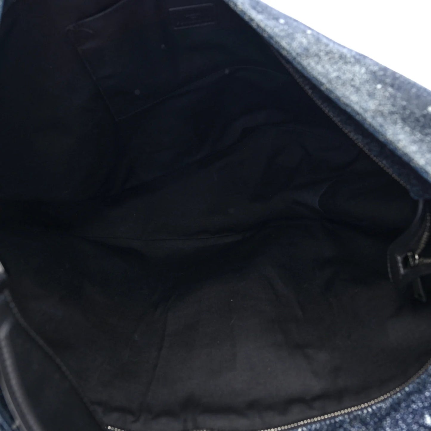 X PETER DOIG Denim Printed Saddle Soft Bag Black Multicolor