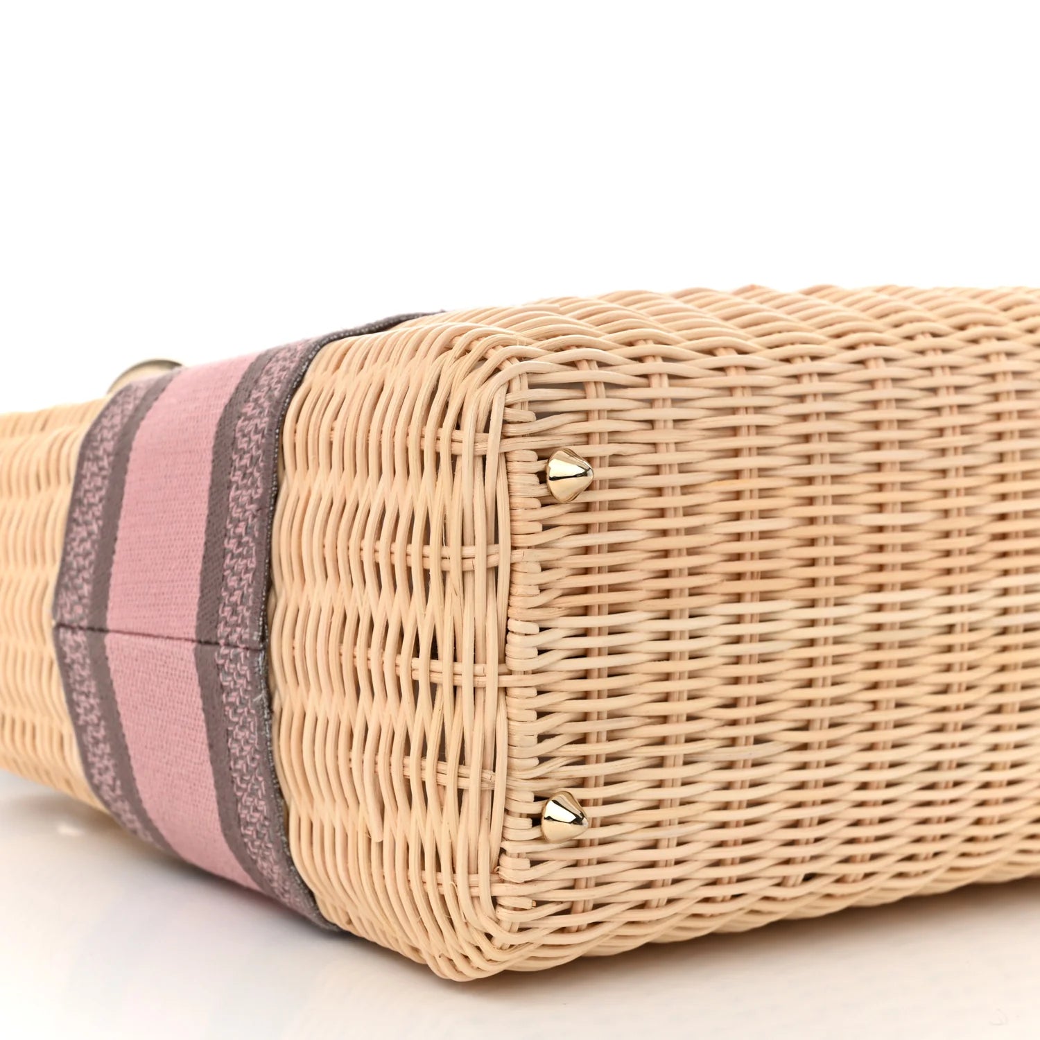 Wicker Oblique Medium Lady Dior Bag Pink Grey