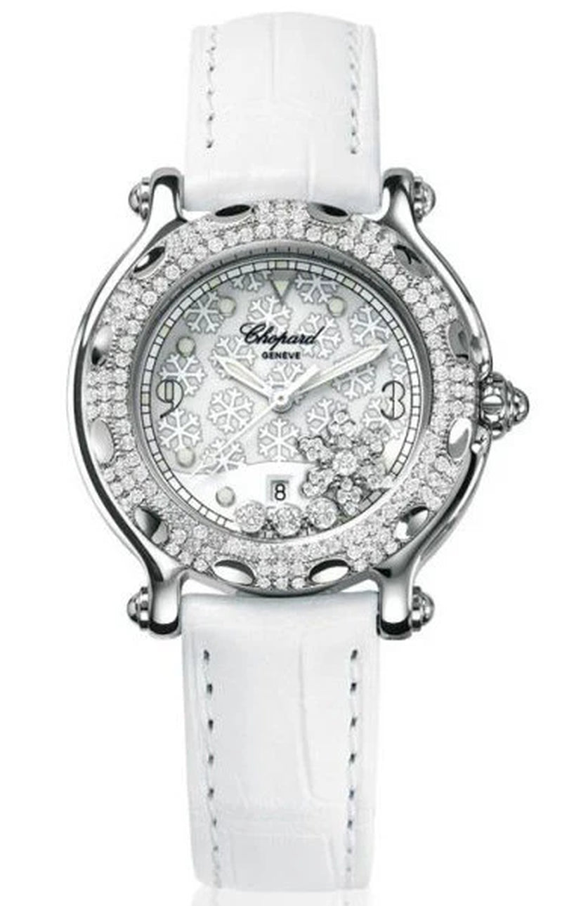 '- Happy Sport Snowflakes - Stainless Steel and White Gold with Diamonds