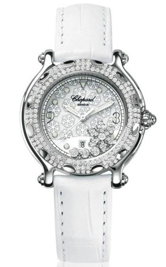 '- Happy Sport Snowflakes - Stainless Steel and White Gold with Diamonds