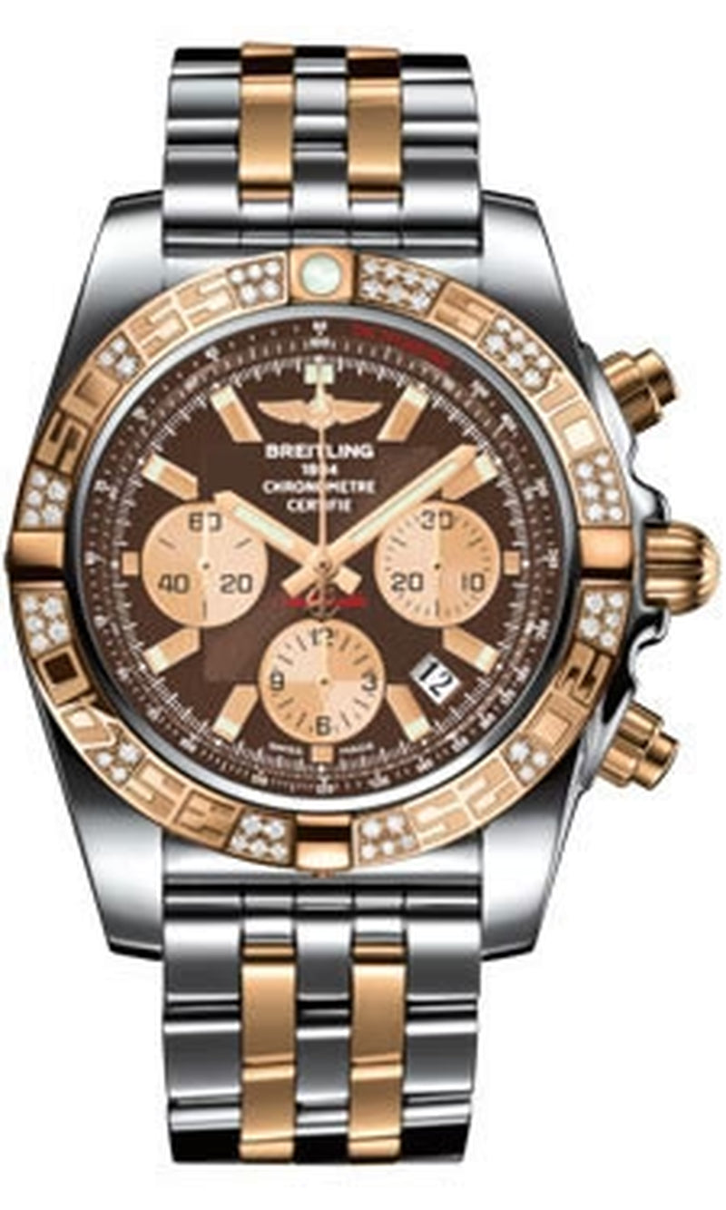 '- Chronomat 44 Steel and Rose Gold 60 Diamond Bezel - Pilot Bracelet - Two-Tone