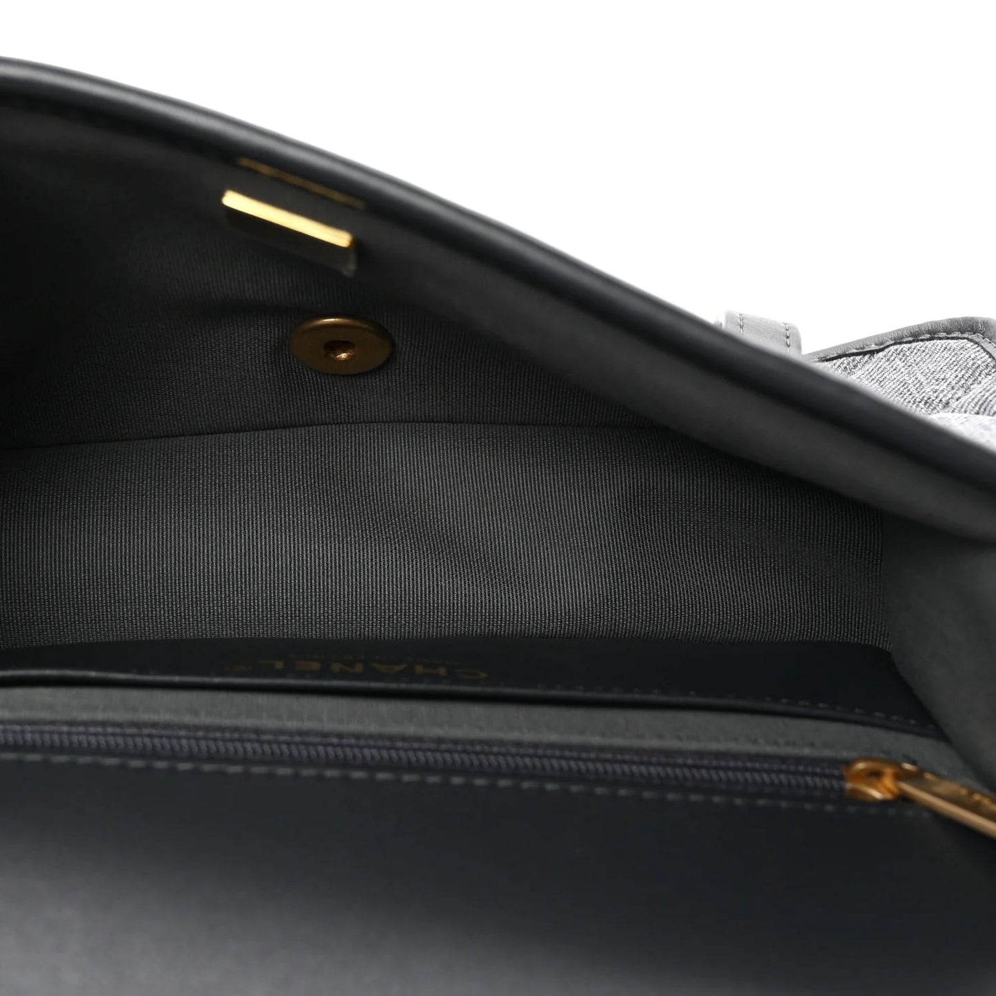 Washed Denim Quilted Messenger Flap Black