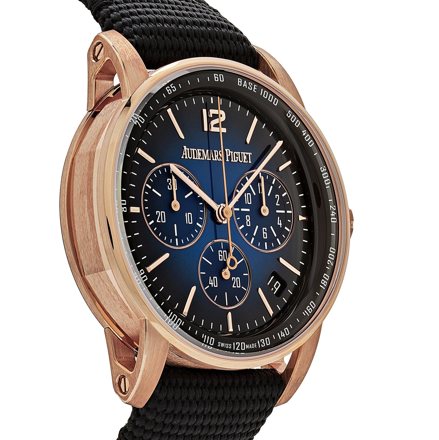 Audemars Piguet Code 11.59 26393OR.OO.A002KB.03 Selfwinding Chronograph Rose Gold Blue Dial