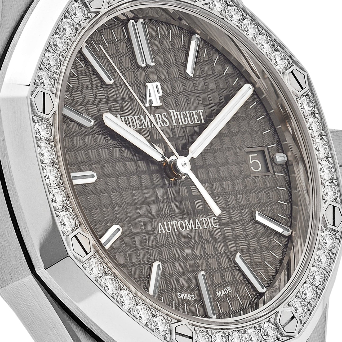 Audemars Piguet Royal Oak 15451ST.ZZ.1256ST.02 Stainless Steel Grey Dial Diamond Bezel