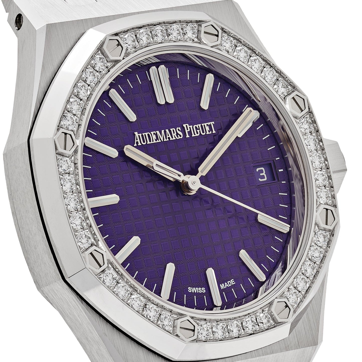 Audemars Piguet Royal Oak 15551BC.ZZ.1356BC.02 White Gold Purple Dial Diamond Bezel Special Edition