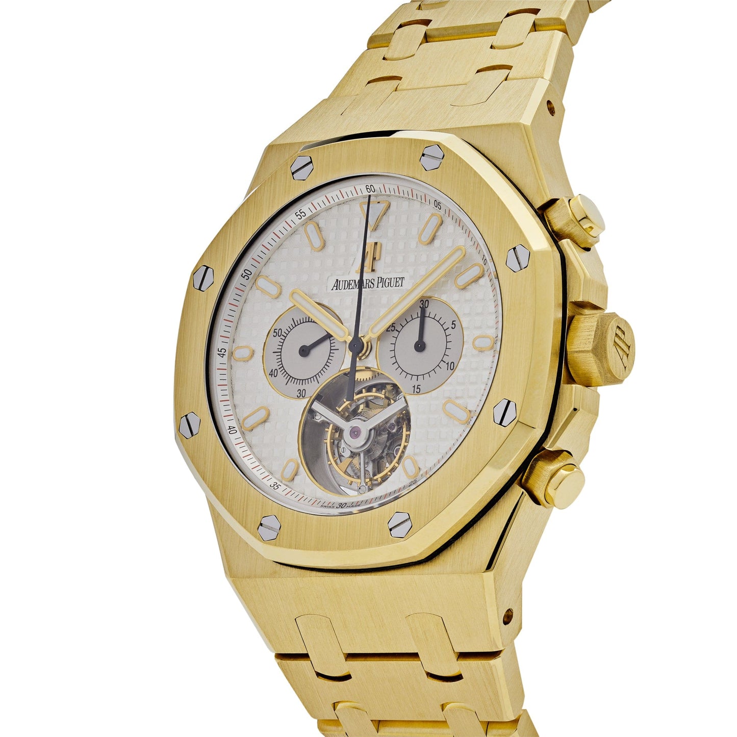 Audemars Piguet Royal Oak 25977BA.OO.1205BA.01 Chronograph 'Tourbillon' Yellow Gold Silver Dial (2004)