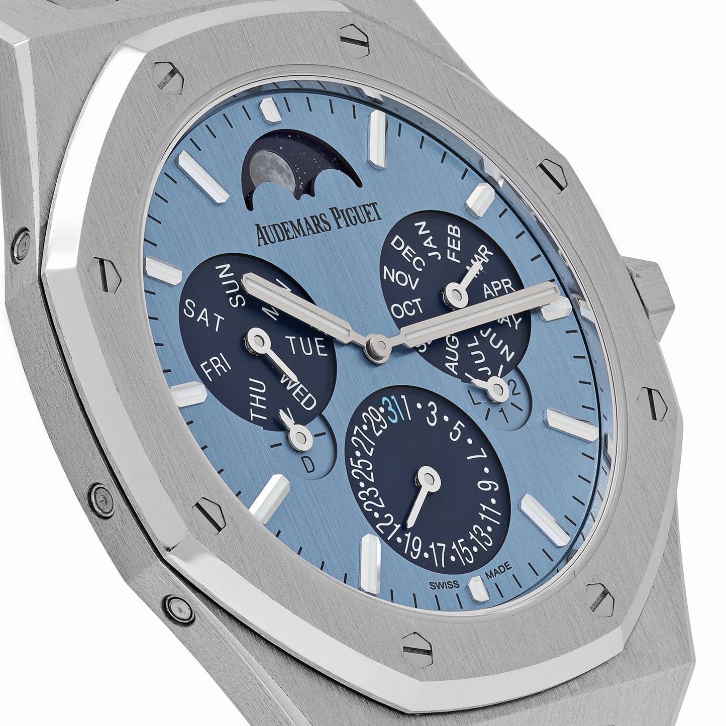 Audemars Piguet Royal Oak 26586BC.OO.1240.BC.99 Perpetual Calendar Ultra-Thin “Luminary” White Gold Light Blue Limited Edition of 25