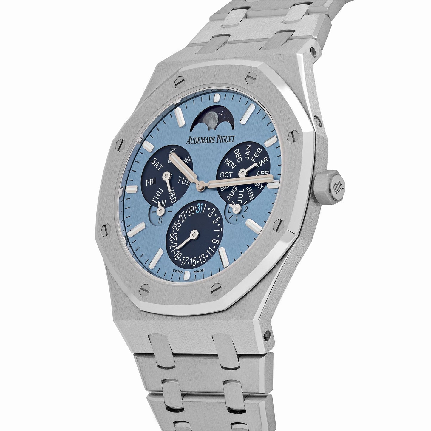 Audemars Piguet Royal Oak 26586BC.OO.1240.BC.99 Perpetual Calendar Ultra-Thin “Luminary” White Gold Light Blue Limited Edition of 25