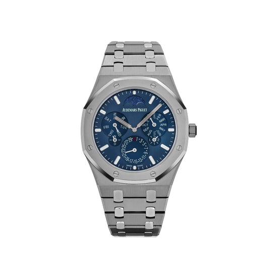 Audemars Piguet Royal Oak 26586IP.OO.1240IP.01 Perpetual Calendar 'Ultra-Thin' Platinum Titanium Blue Dial (2022)