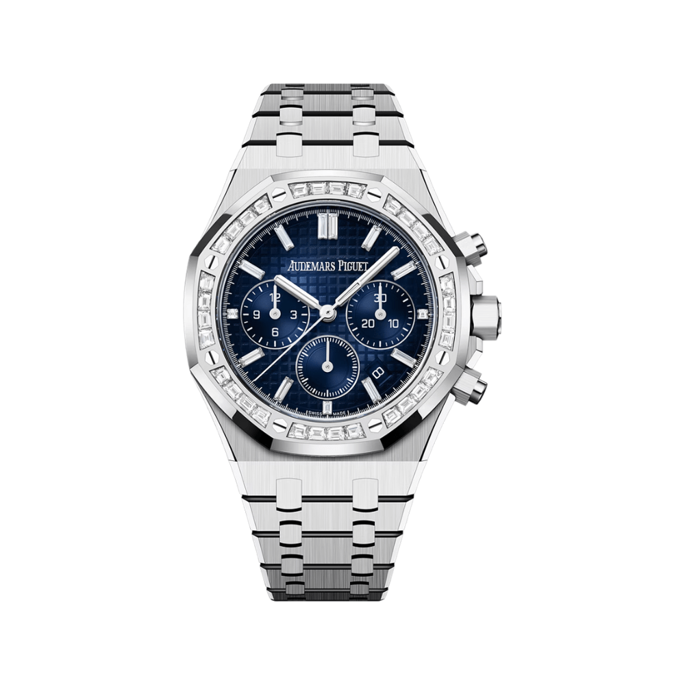 Audemars Piguet Royal Oak Chronograph 26715BC.ZZ.1356BC.01 White Gold Diamond Bezel Smoked-Blue Dial